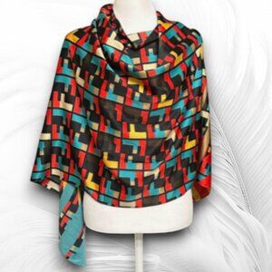 Stylish Silk Accessory in Rich Colors with a Geometric Print